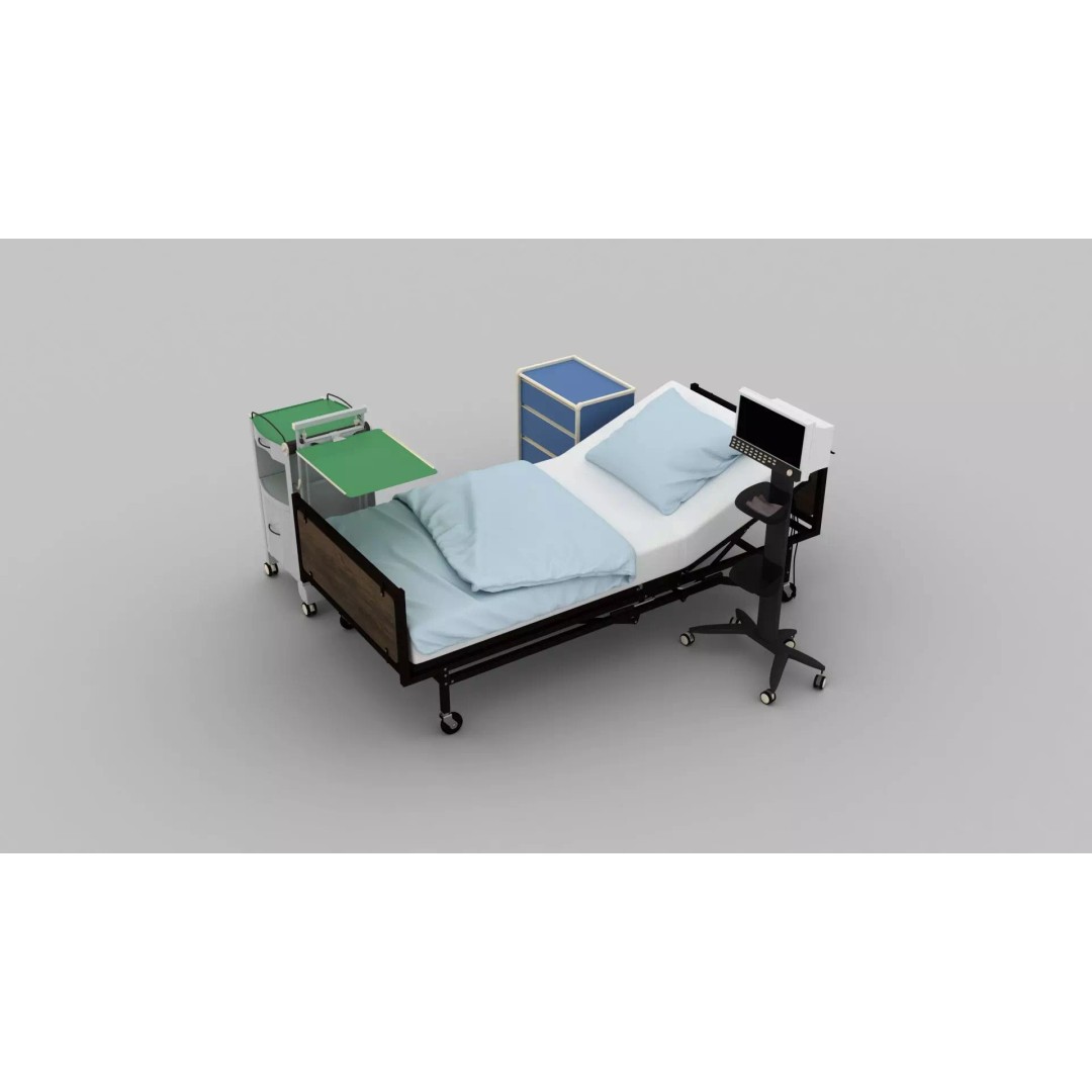 Wheel Hospital Bed 3D Model – PBR Textured Medical Equipment, MAX - View 15