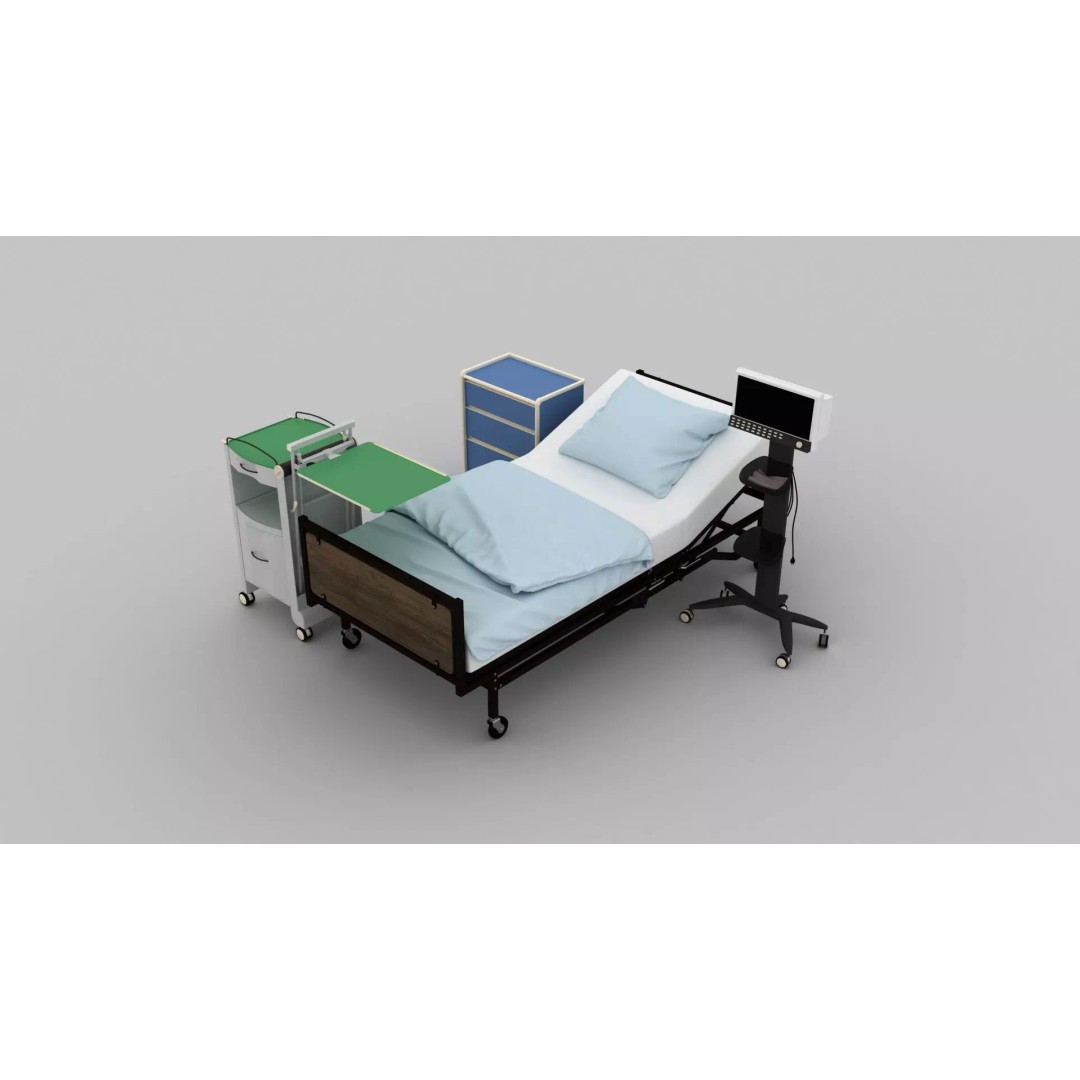 Wheel Hospital Bed 3D Model – PBR Textured Medical Equipment, MAX - View 16