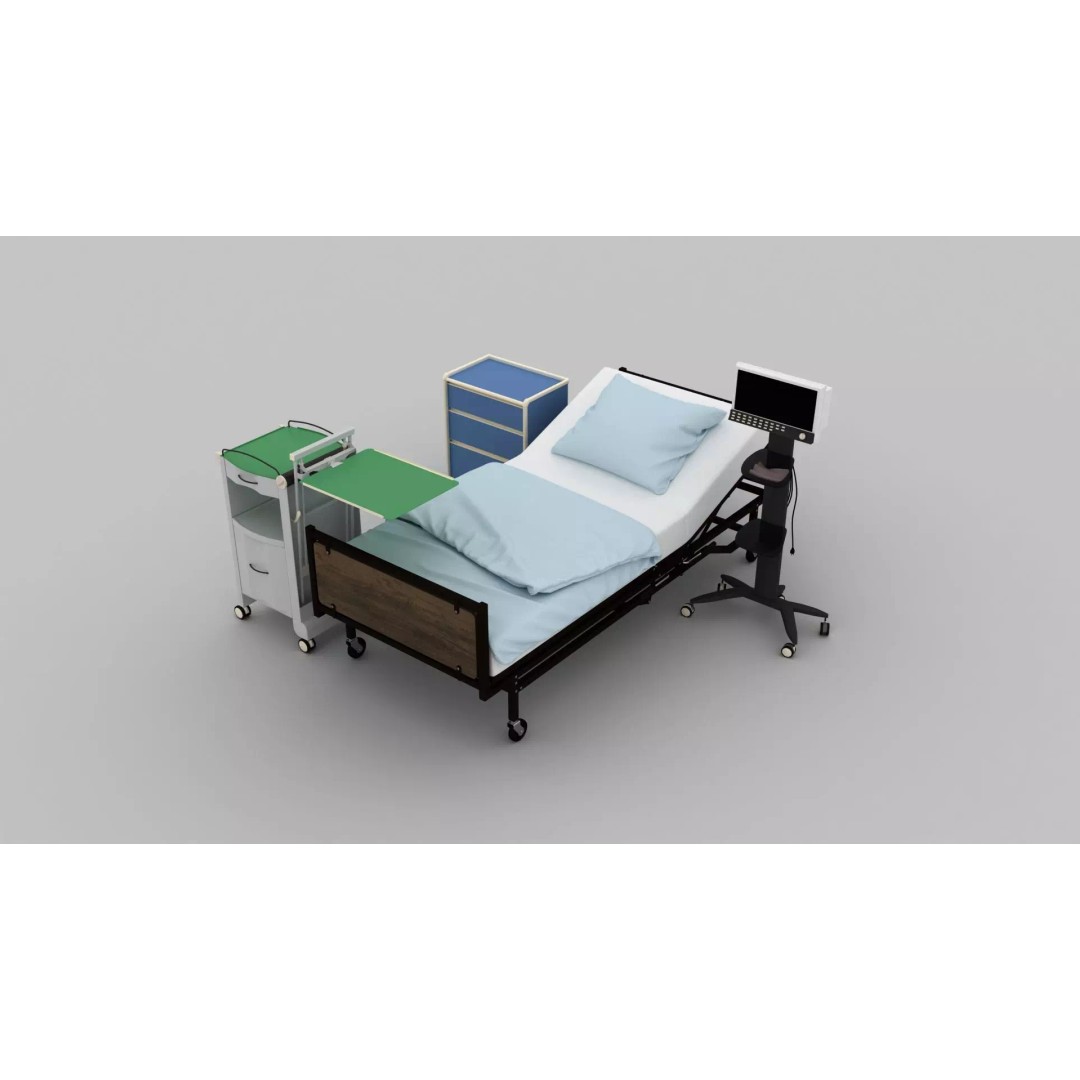 Wheel Hospital Bed 3D Model – PBR Textured Medical Equipment, MAX - View 17