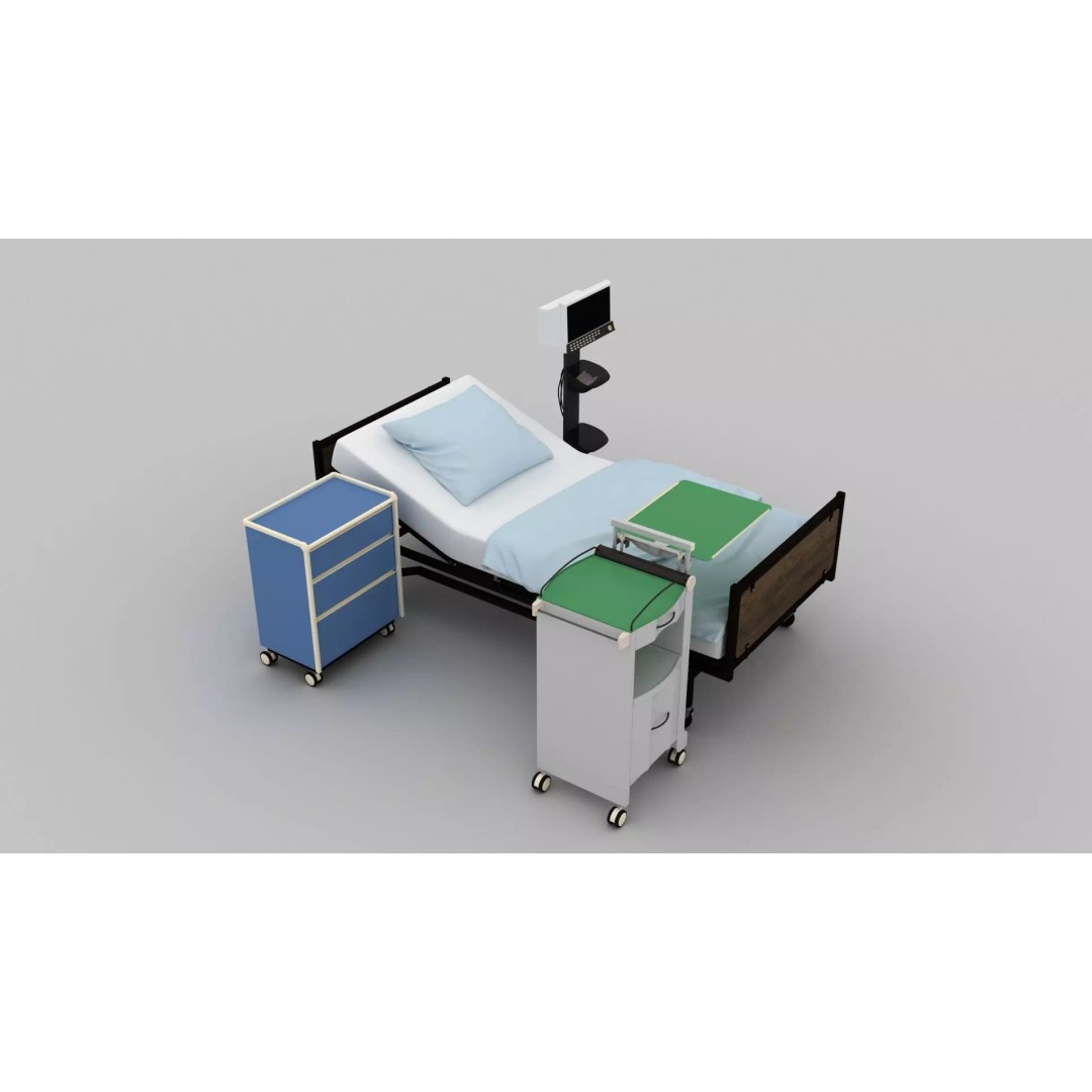 Wheel Hospital Bed 3D Model – PBR Textured Medical Equipment, MAX - View 7