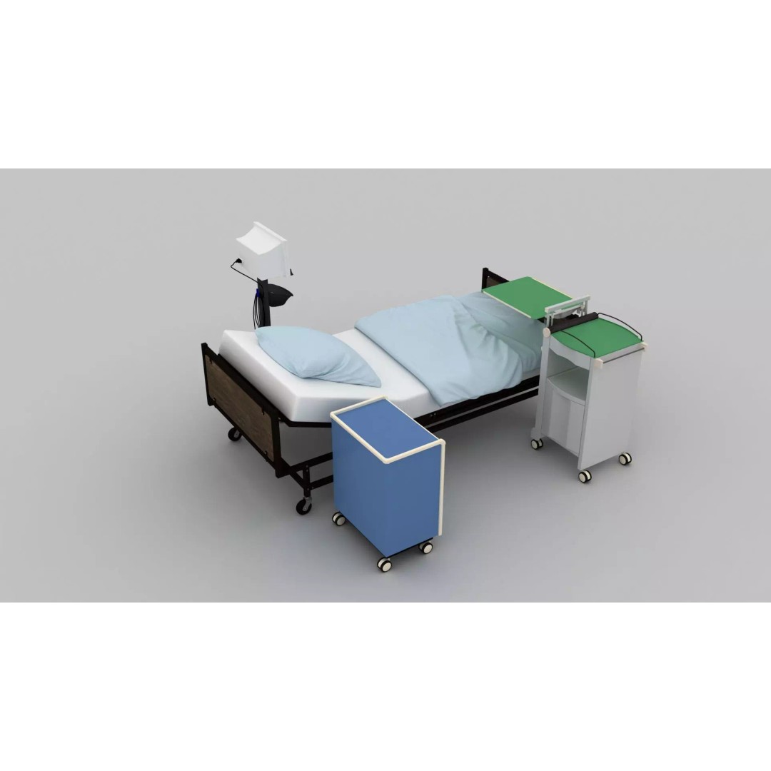 Wheel Hospital Bed 3D Model – PBR Textured Medical Equipment, MAX - View 9