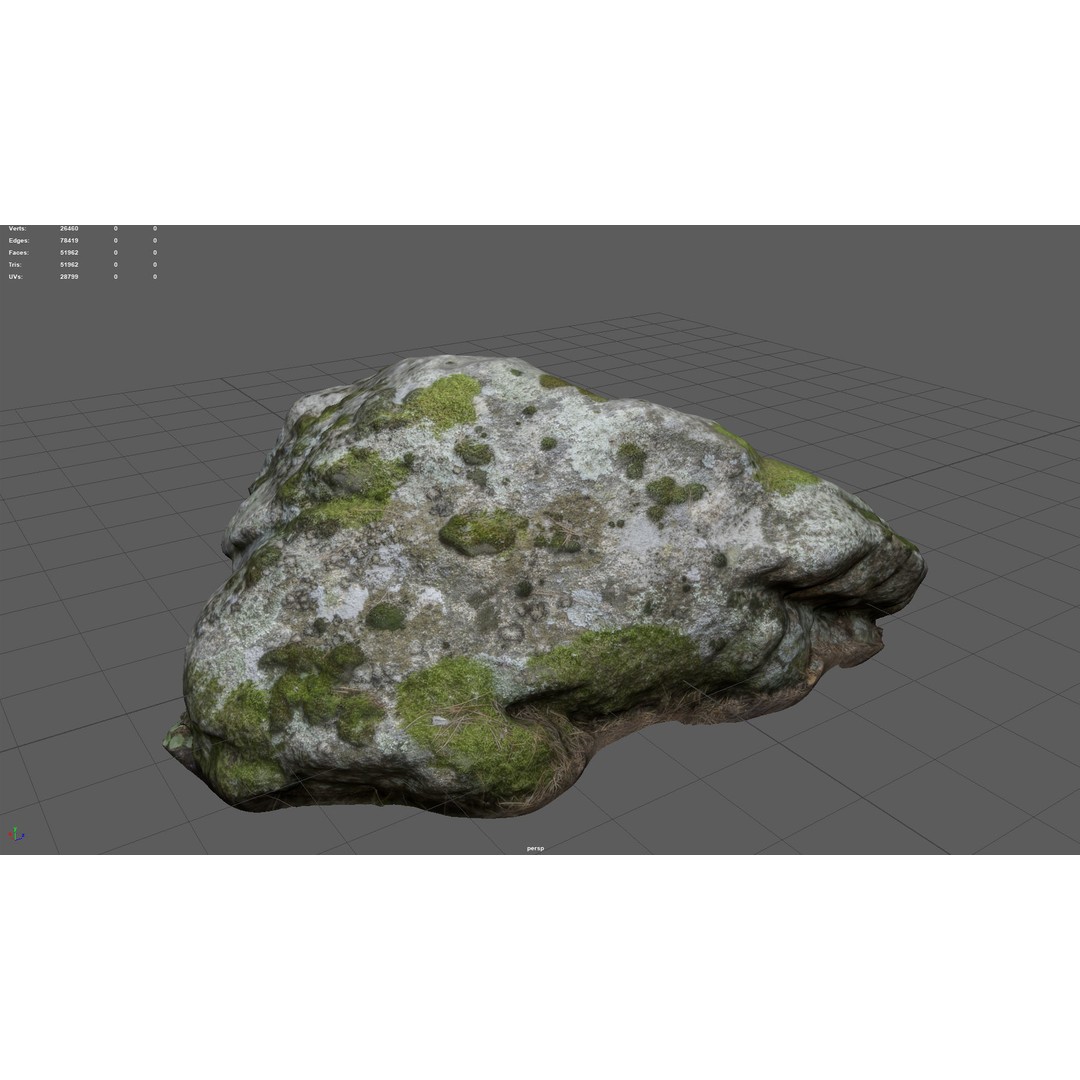 Moss Rock 3D Model – Low Poly Nature Asset, FBX, OBJ, Blender - View 13