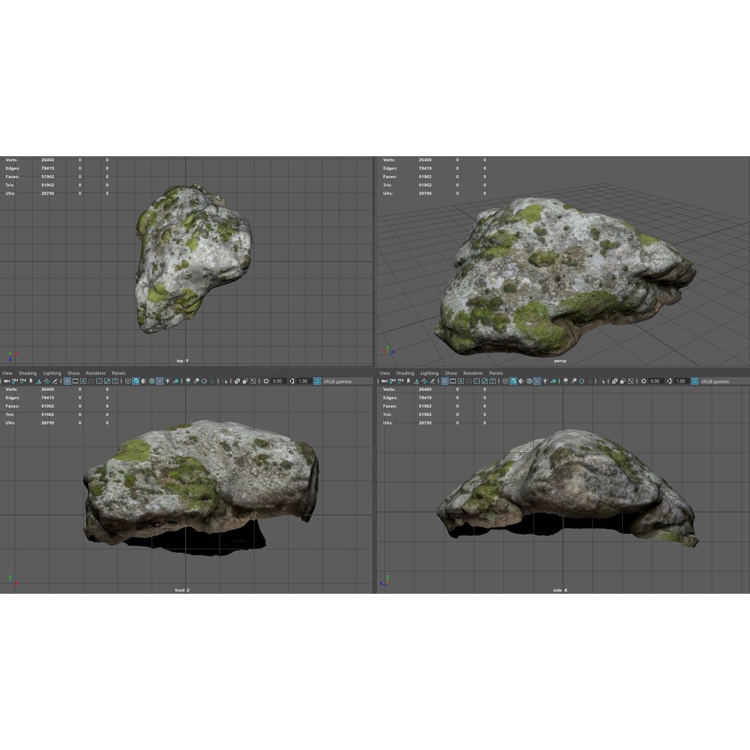 Moss Rock 3D Model – Low Poly Nature Asset, FBX, OBJ, Blender - View 16