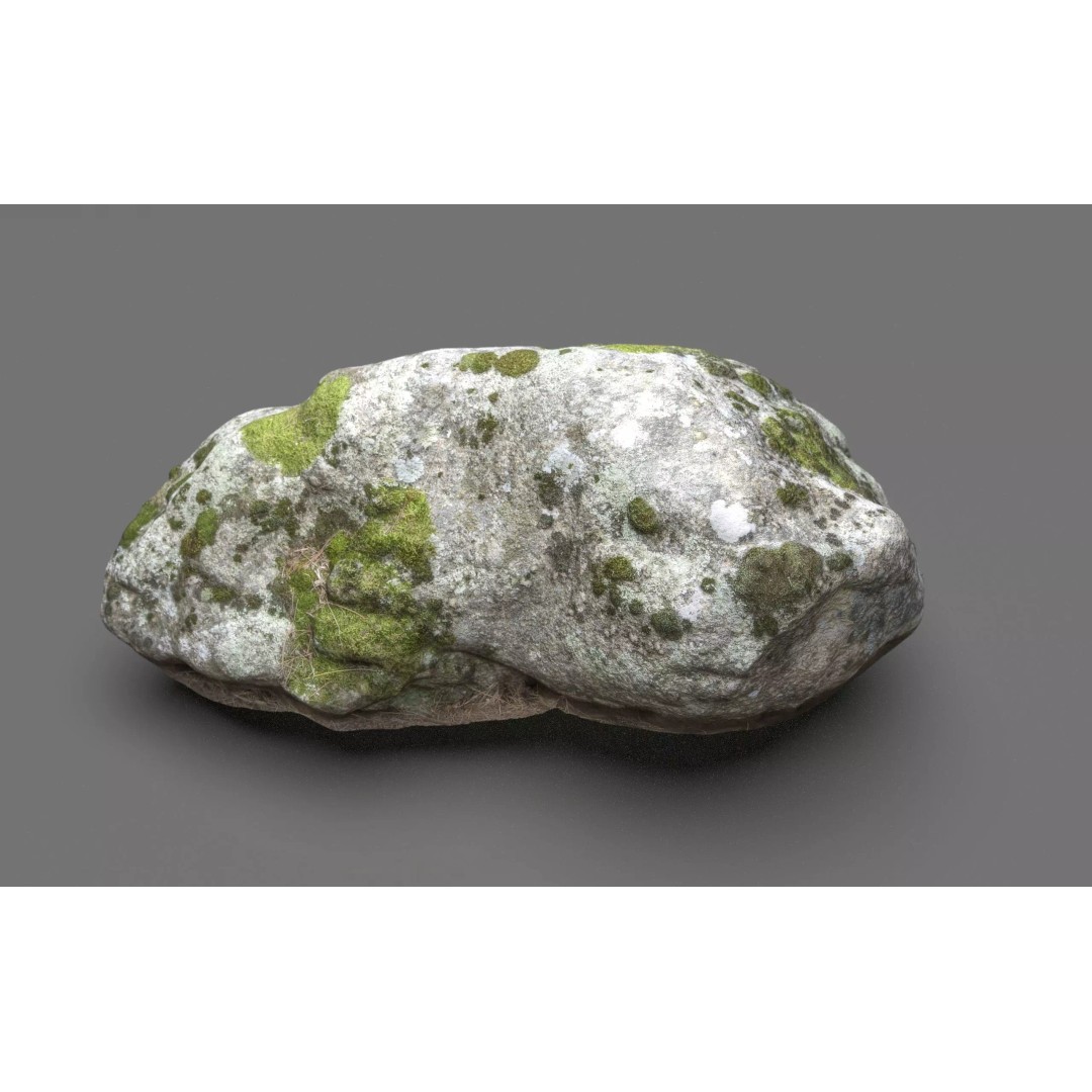 Moss Rock 3D Model – Low Poly Nature Asset, FBX, OBJ, Blender - View 2