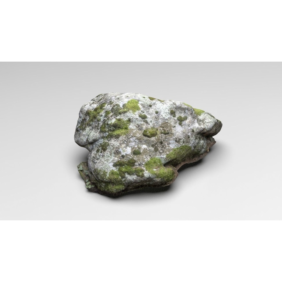 Moss Rock 3D Model – Low Poly Nature Asset, FBX, OBJ, Blender - View 3