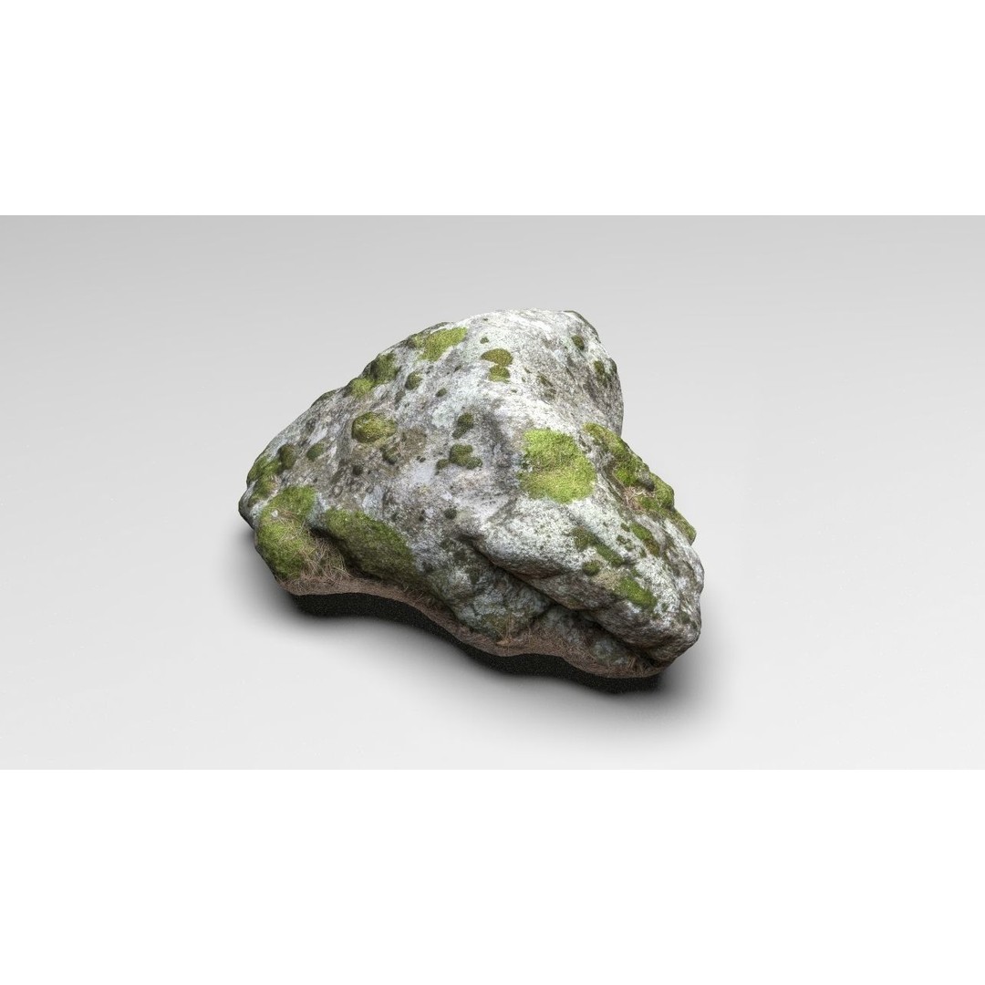 Moss Rock 3D Model – Low Poly Nature Asset, FBX, OBJ, Blender - View 4