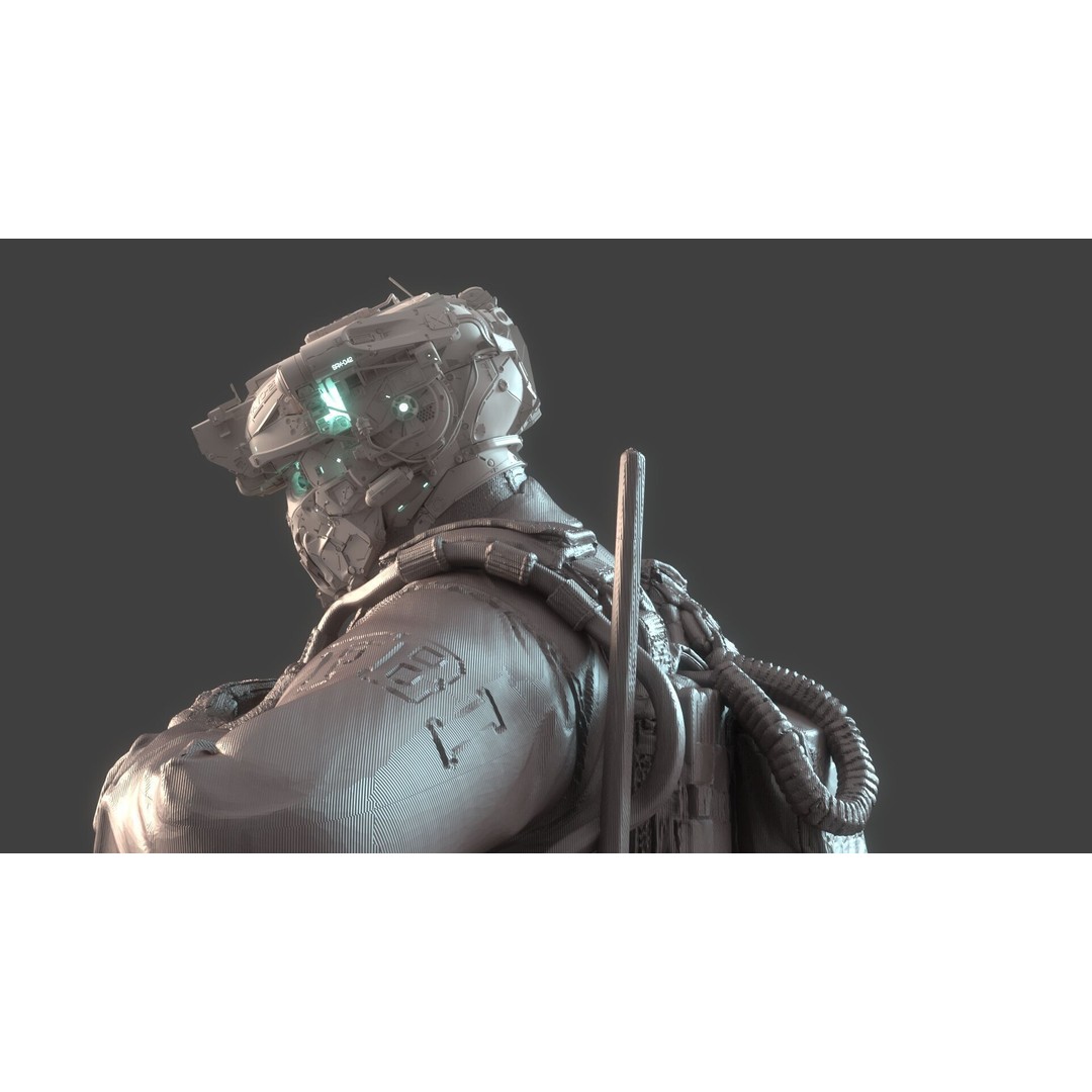 Mechanical Warrior 3D Model – High Poly Cyborg for 3D Printing, OBJ, FBX - View 10