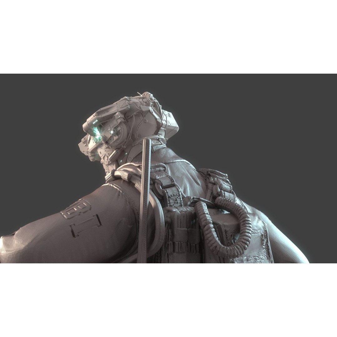 Mechanical Warrior 3D Model – High Poly Cyborg for 3D Printing, OBJ, FBX - View 11