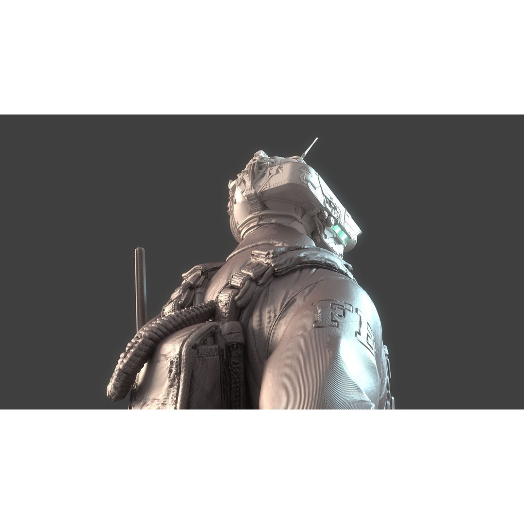 Mechanical Warrior 3D Model – High Poly Cyborg for 3D Printing, OBJ, FBX - View 14