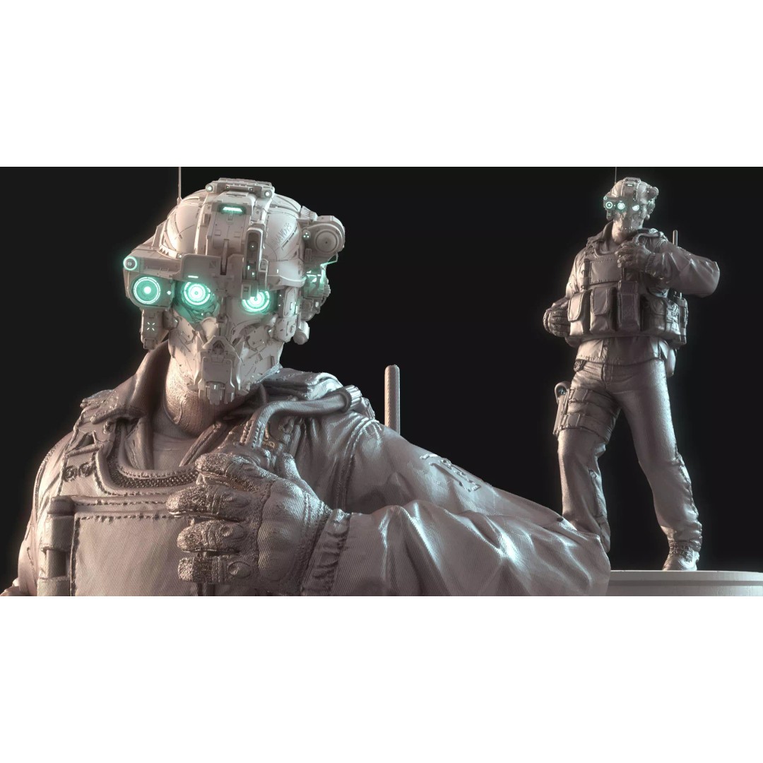 Mechanical Warrior 3D Model – High Poly Cyborg for 3D Printing, OBJ, FBX - View 2
