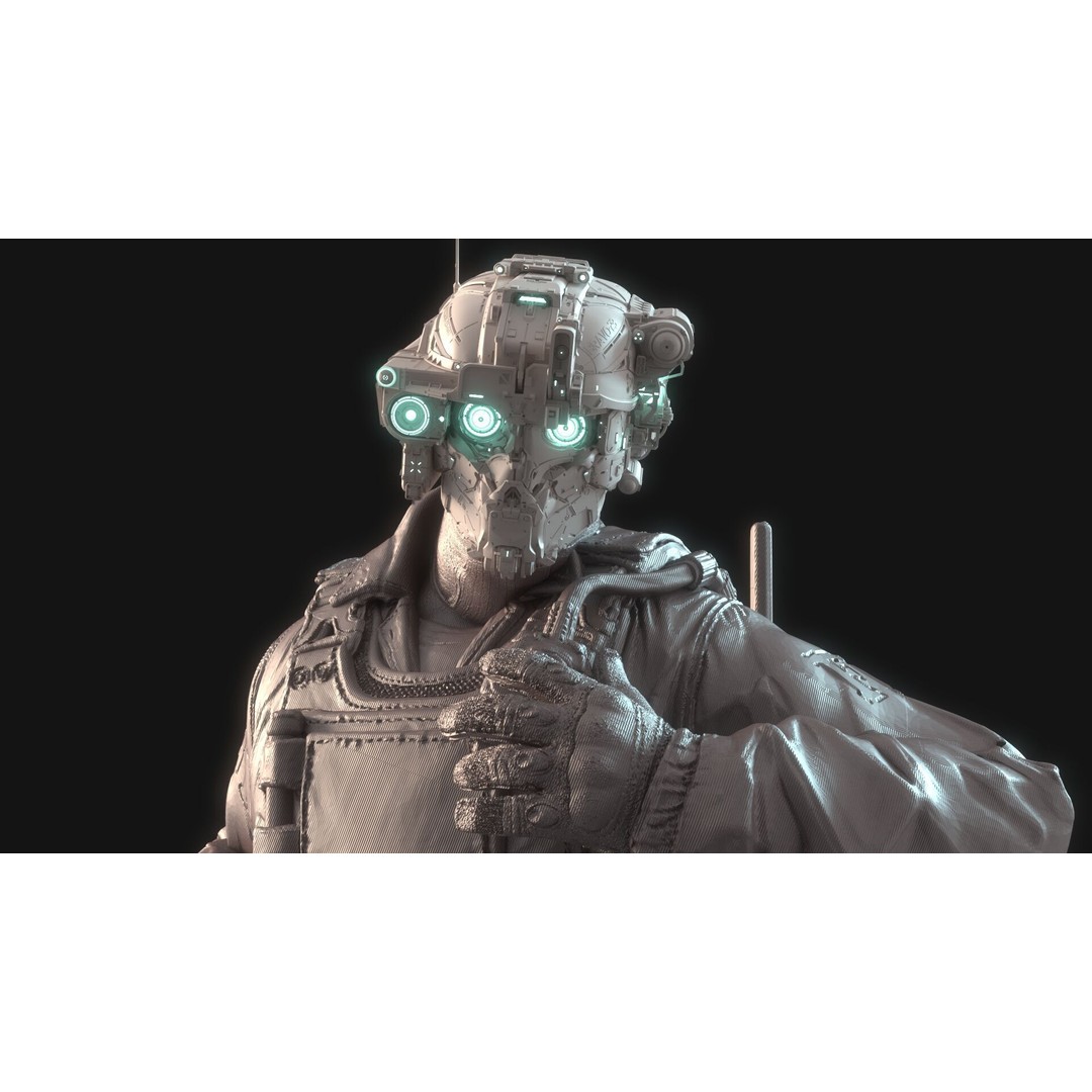 Mechanical Warrior 3D Model – High Poly Cyborg for 3D Printing, OBJ, FBX - View 3