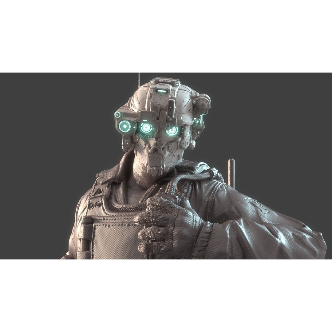 Mechanical Warrior 3D Model – High Poly Cyborg for 3D Printing, OBJ, FBX - View 7