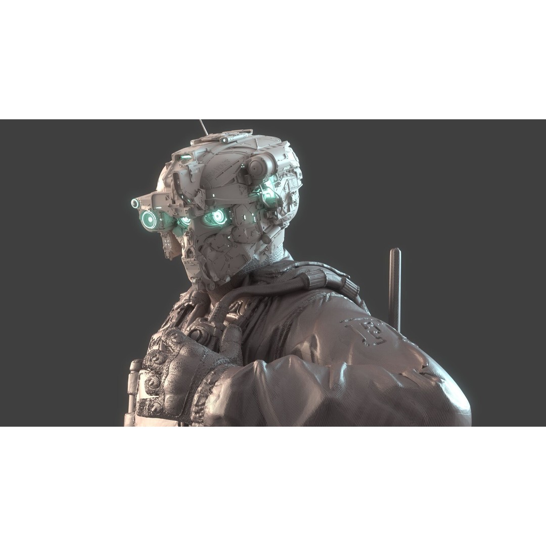 Mechanical Warrior 3D Model – High Poly Cyborg for 3D Printing, OBJ, FBX - View 8
