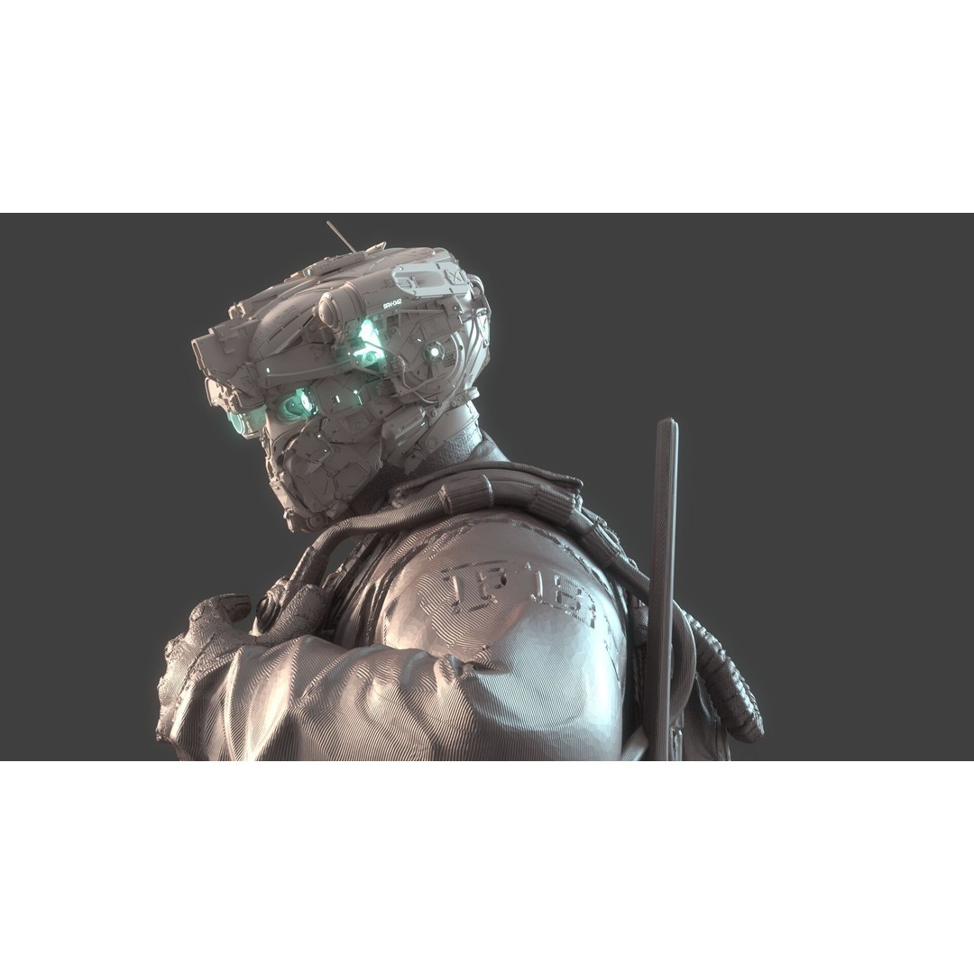 Mechanical Warrior 3D Model – High Poly Cyborg for 3D Printing, OBJ, FBX - View 9