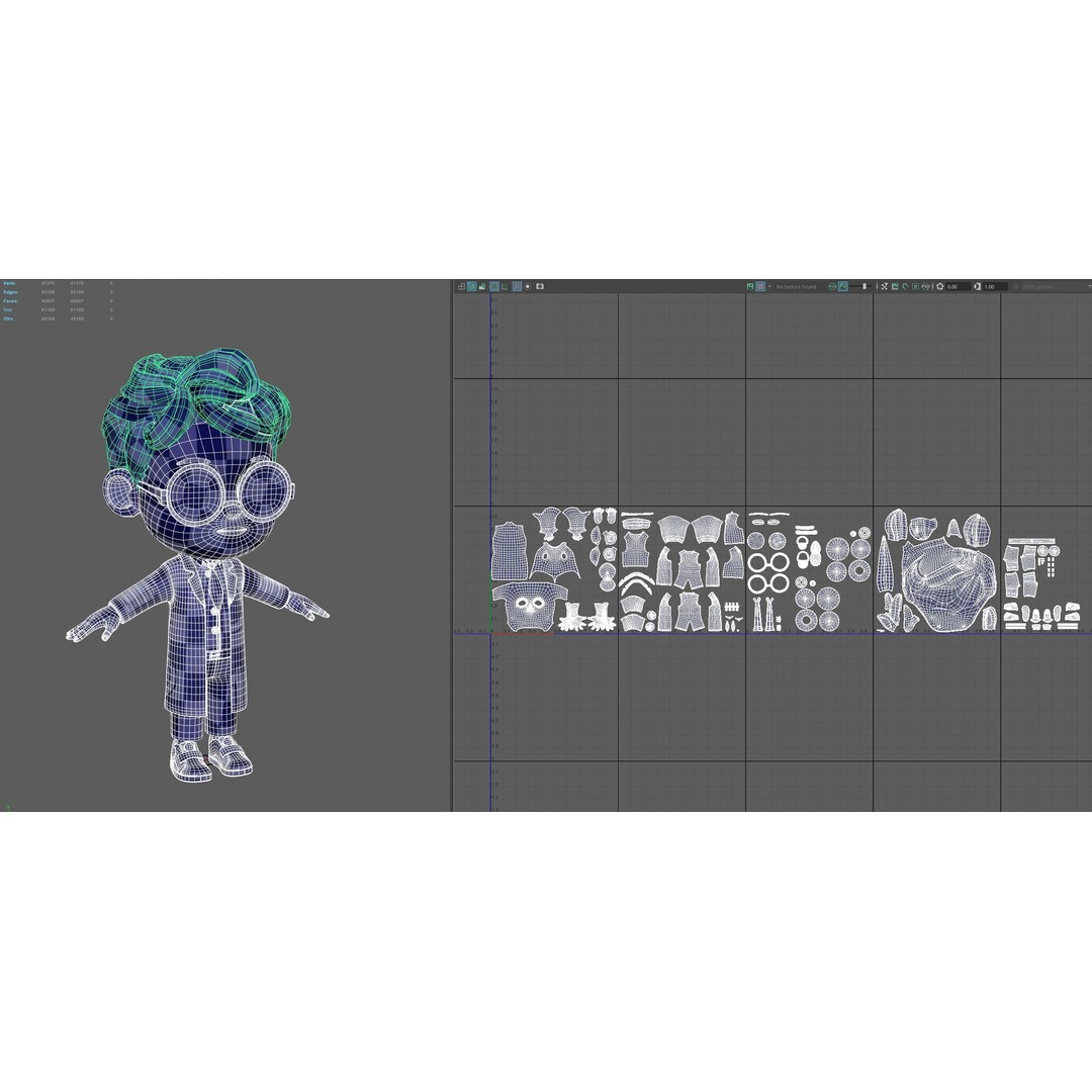 Cartoon Scientist Boy 3D Model – High Detailed Character with UV Mapping