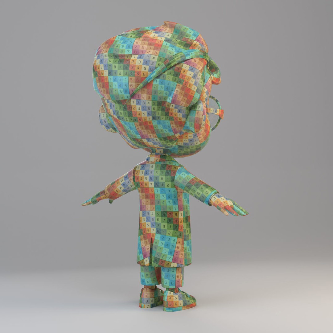 Cartoon Scientist Boy 3D Model – High Detailed Character with UV Mapping - View 11