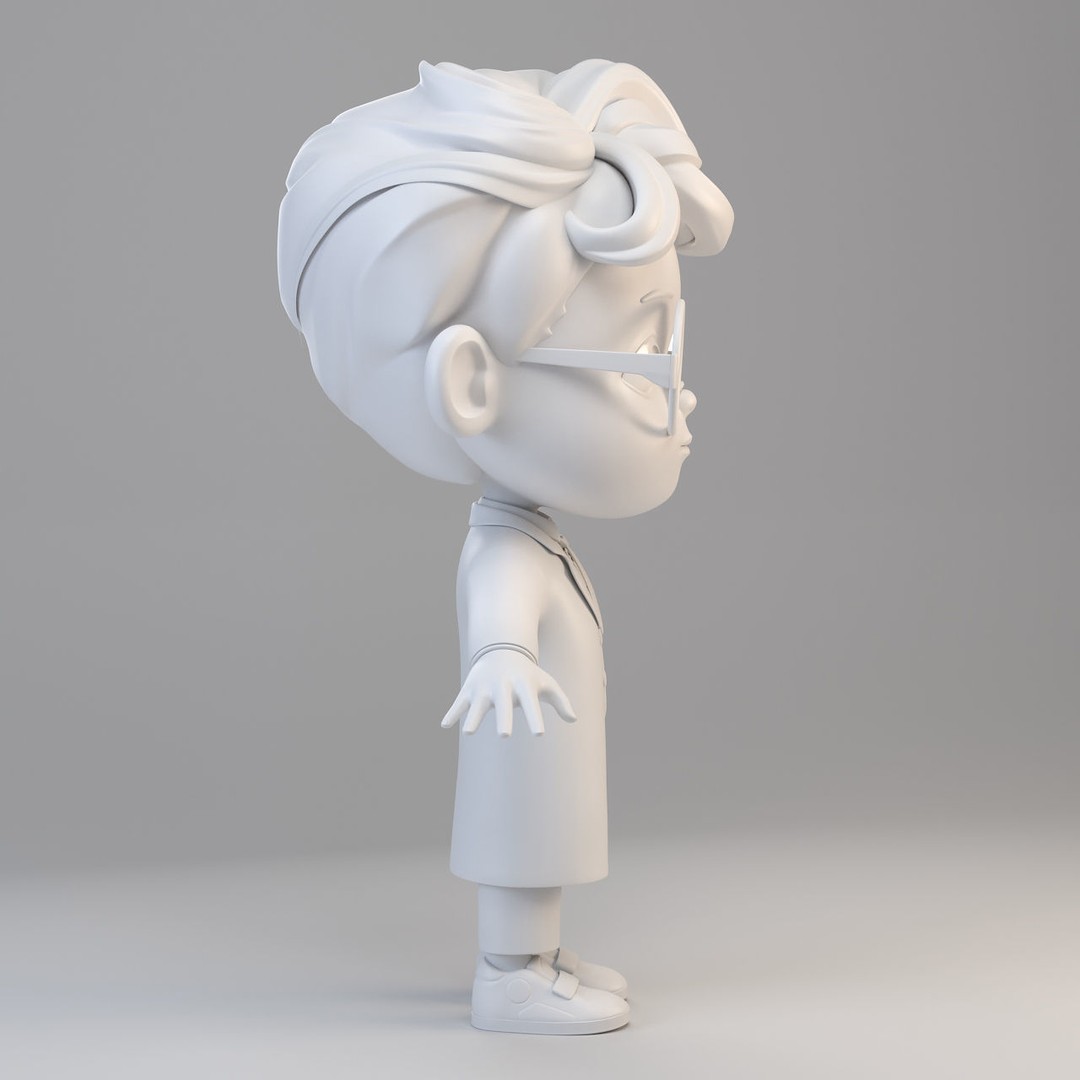 Cartoon Scientist Boy 3D Model – High Detailed Character with UV Mapping - View 4