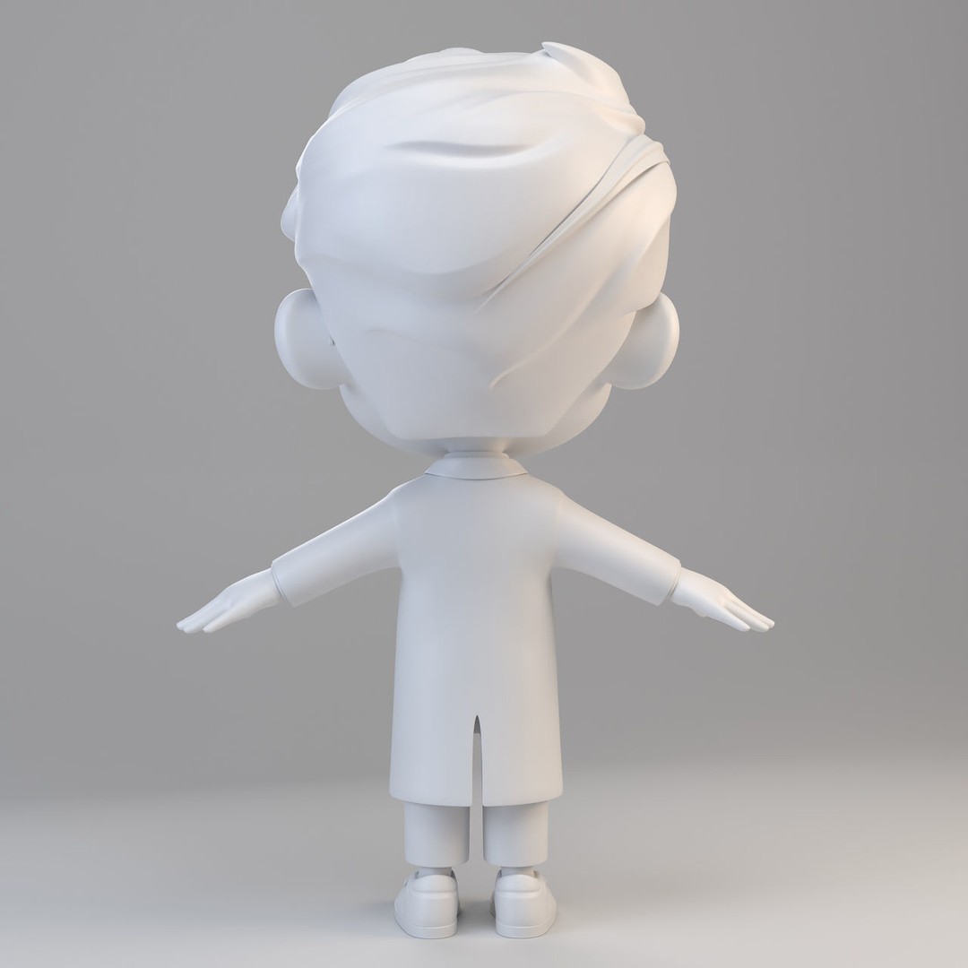Cartoon Scientist Boy 3D Model – High Detailed Character with UV Mapping - View 5