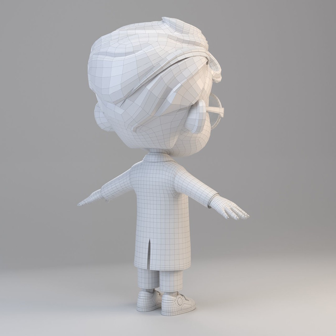 Cartoon Scientist Boy 3D Model – High Detailed Character with UV Mapping - View 8