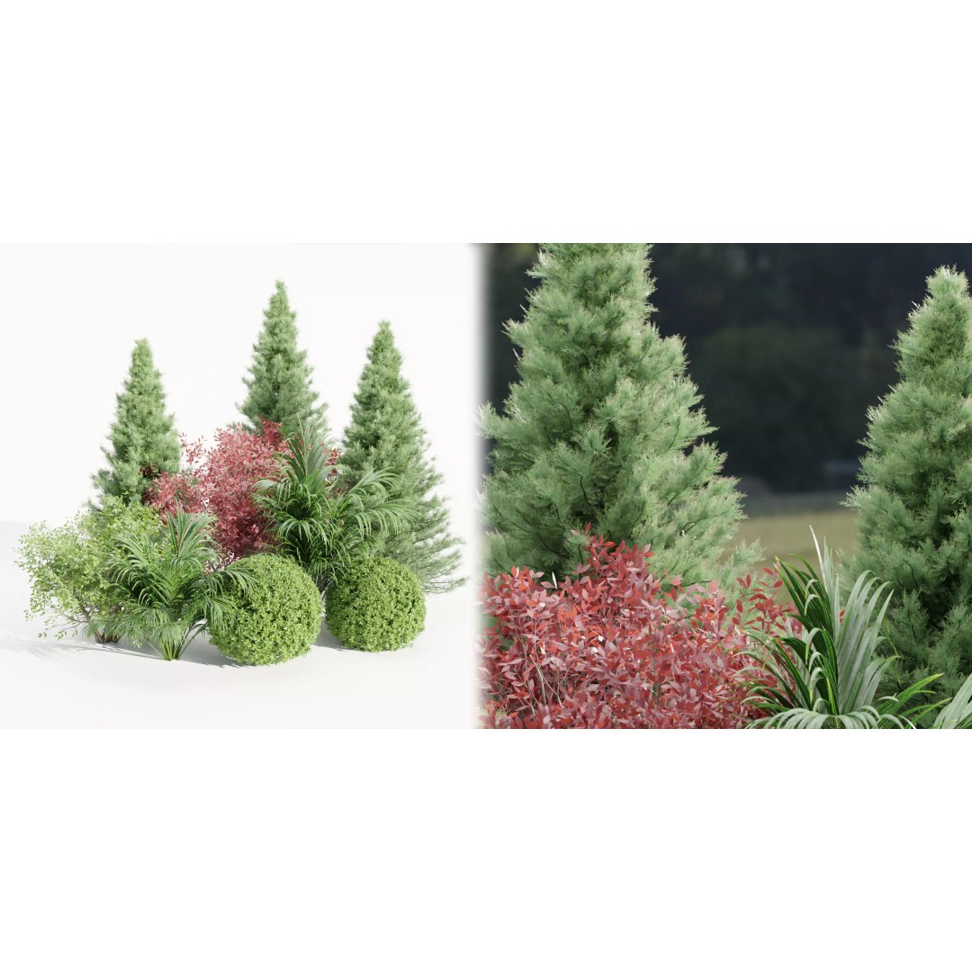 Garden Collection 3D Model – PBR Landscape Asset, Blender, FBX, OBJ - View 2