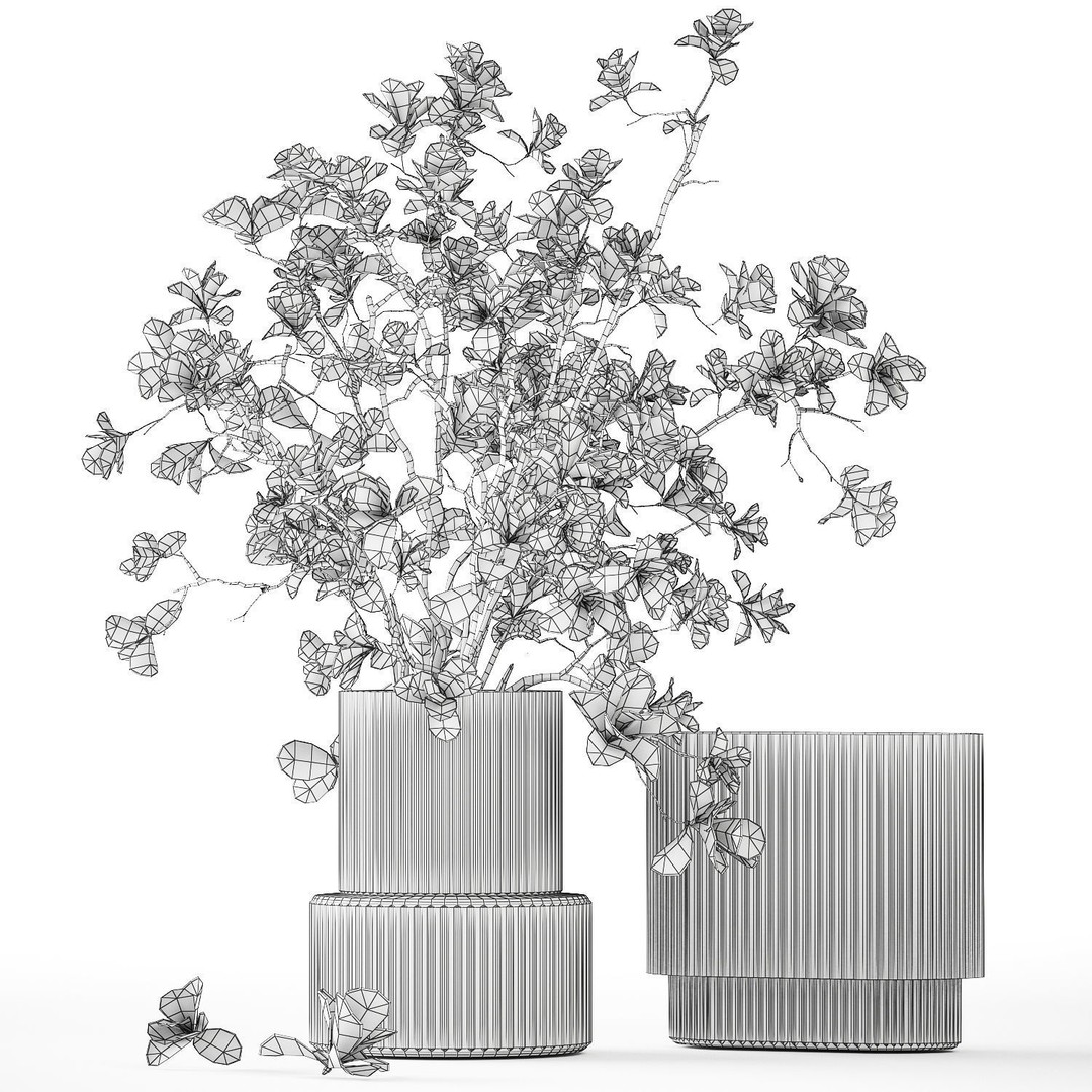 Magnolia Bouquet 3D Model – Beautiful White Flowers in Glass Vase