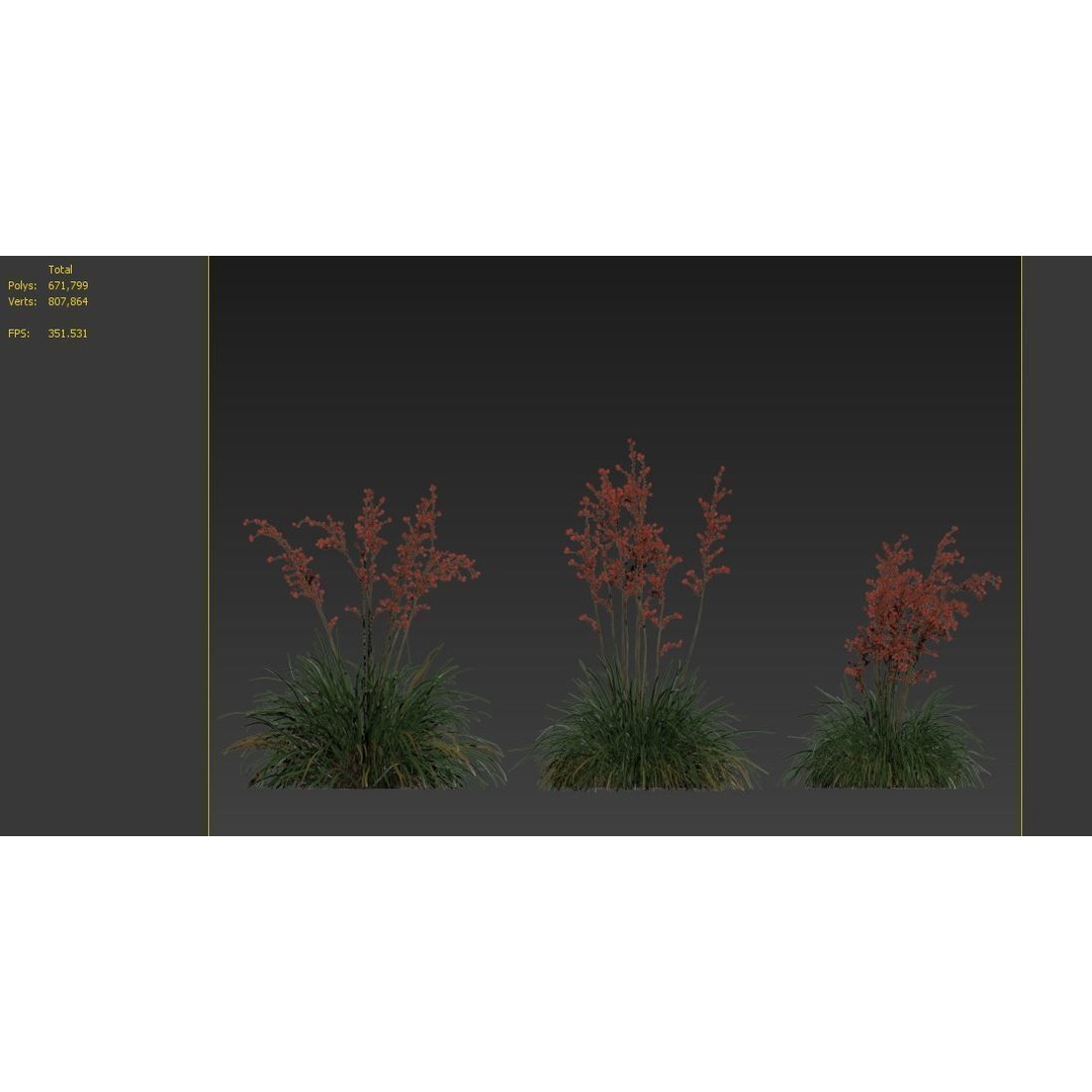 Hesperaloe Parviflora 3D Model – Realistic Plant Asset, FBX, PBR Textures