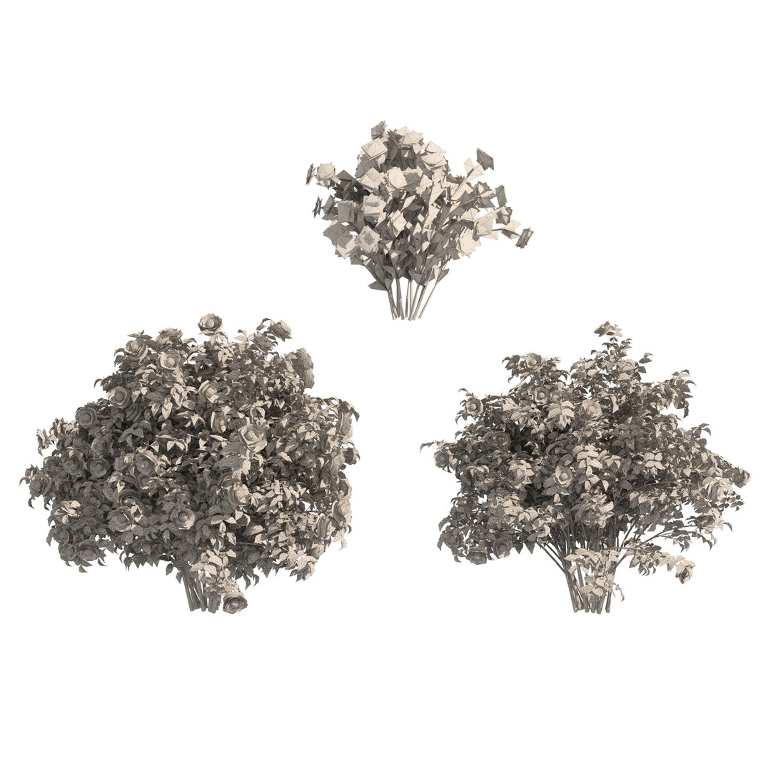 Red Rose Flower Bush 3D Model – Low Poly Game Asset, FBX, OBJ - View 8
