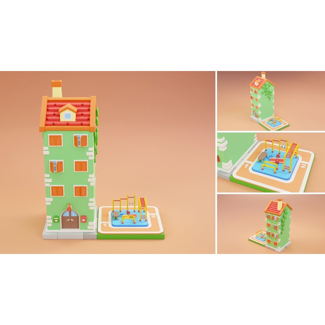 Cartoon City Islands Exteriors 2 3D Model – Low Poly Game Asset, FBX - View 10