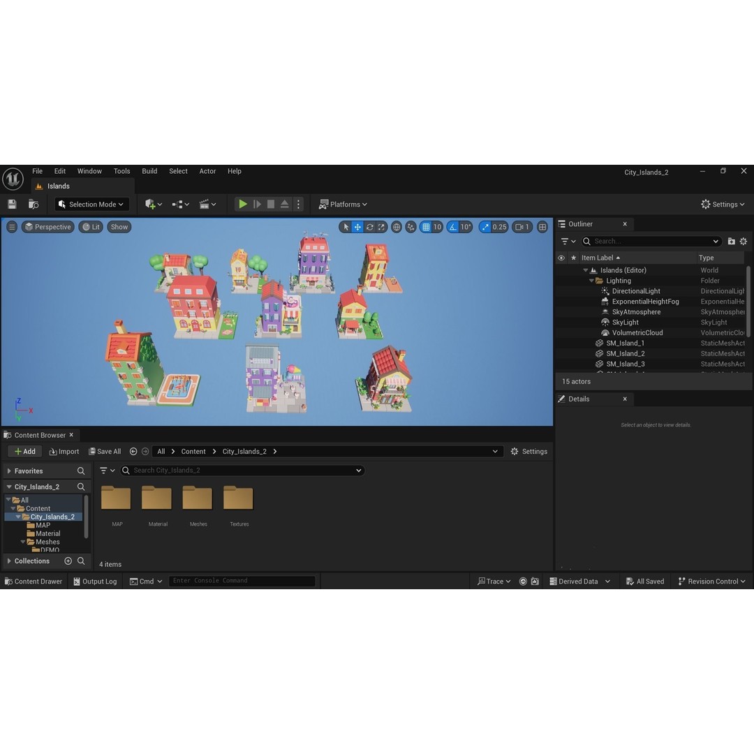 Cartoon City Islands Exteriors 2 3D Model – Low Poly Game Asset, FBX - View 19