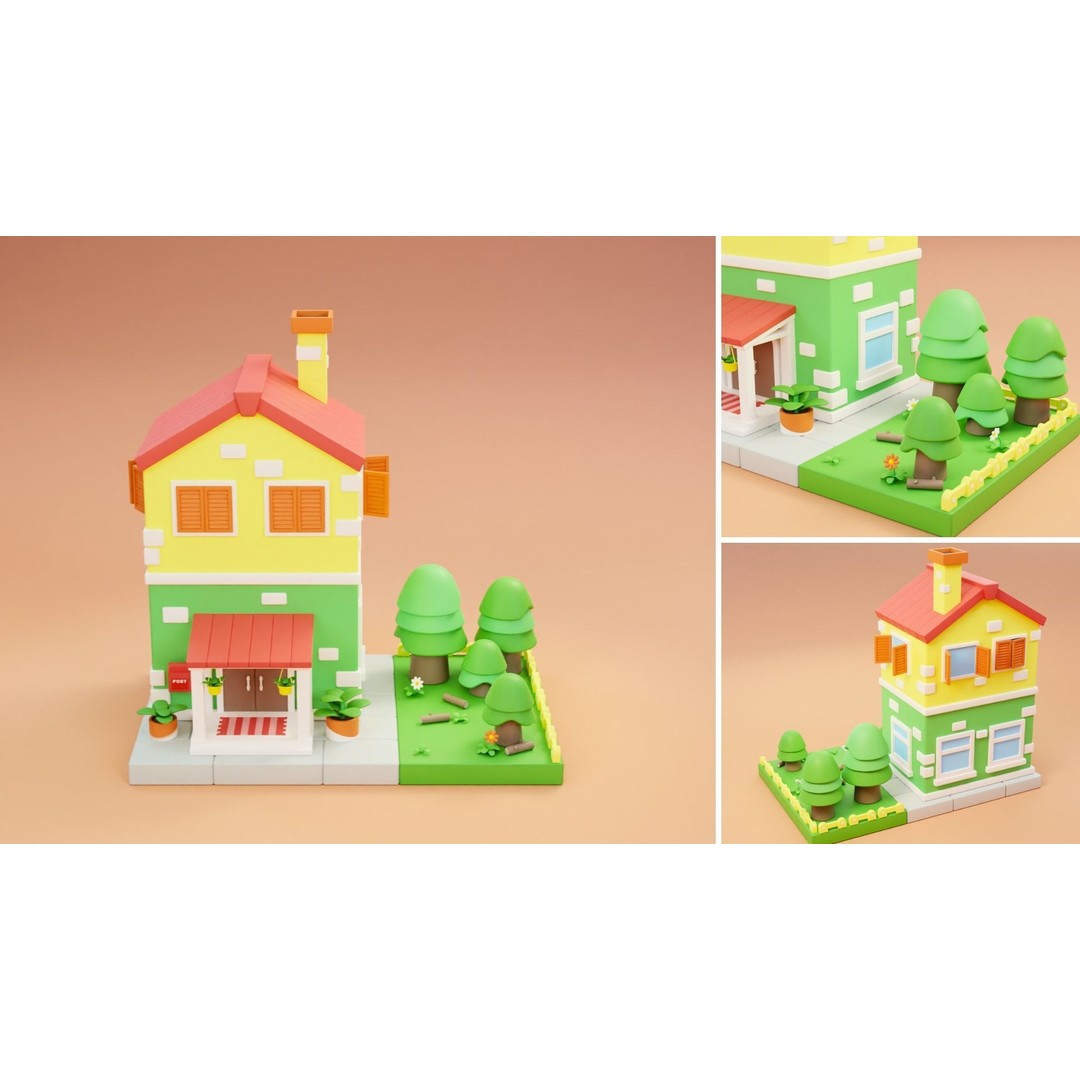 Cartoon City Islands Exteriors 2 3D Model – Low Poly Game Asset, FBX - View 9
