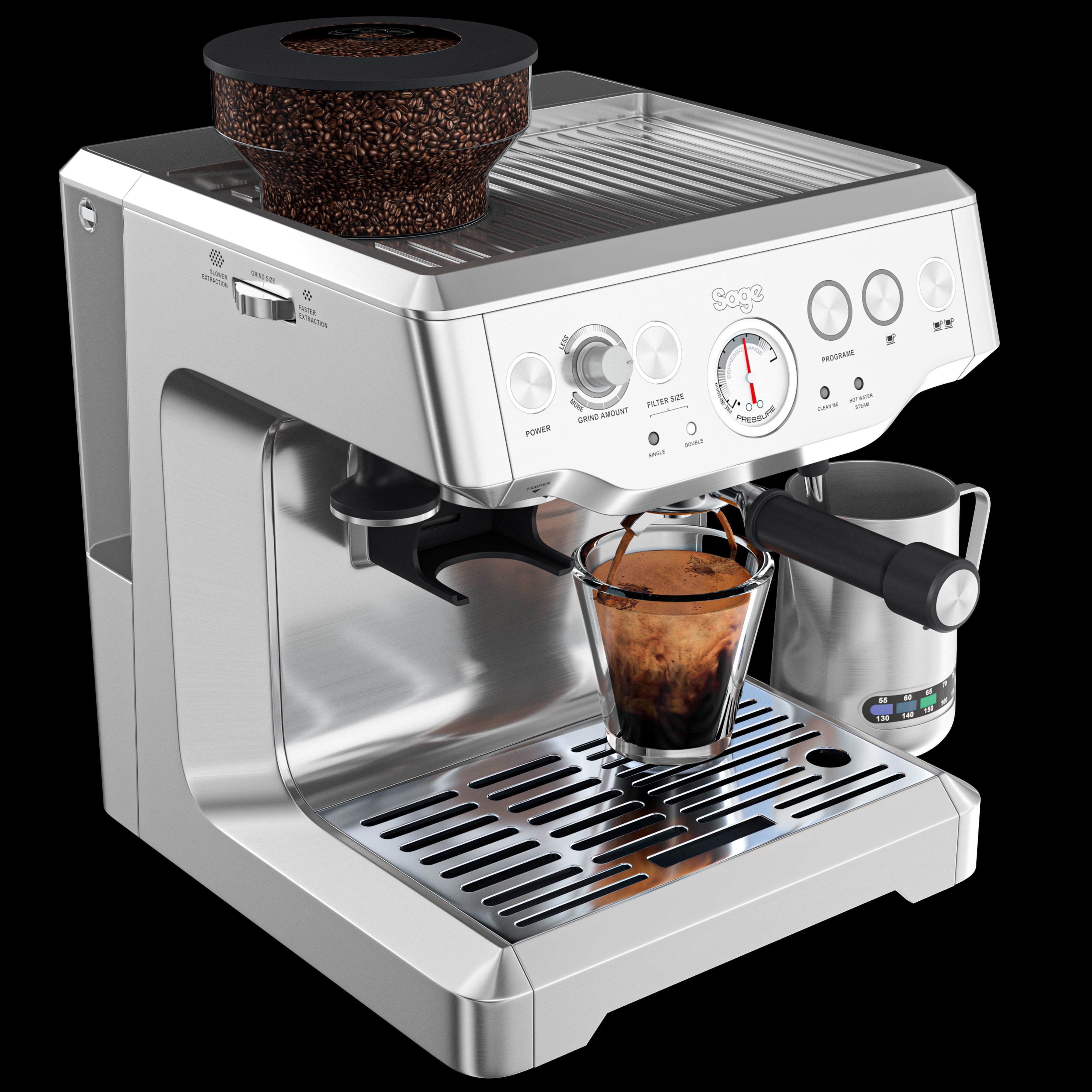 Sage Espresso Machine - Low-Poly Game-Ready 3D Model - View 7