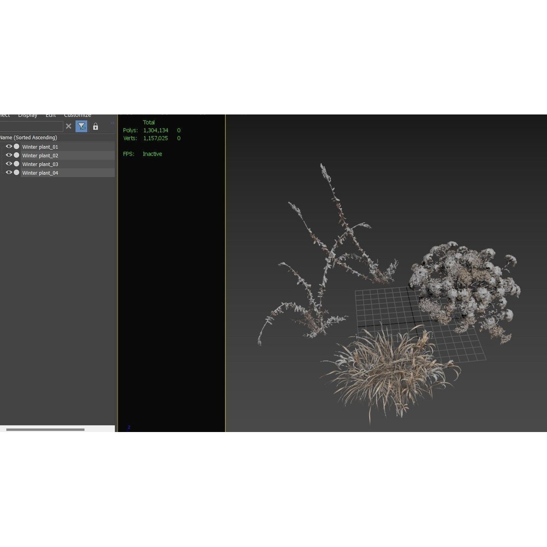 Winter Plants 3D Model – Detailed Polygon Mesh with Textures