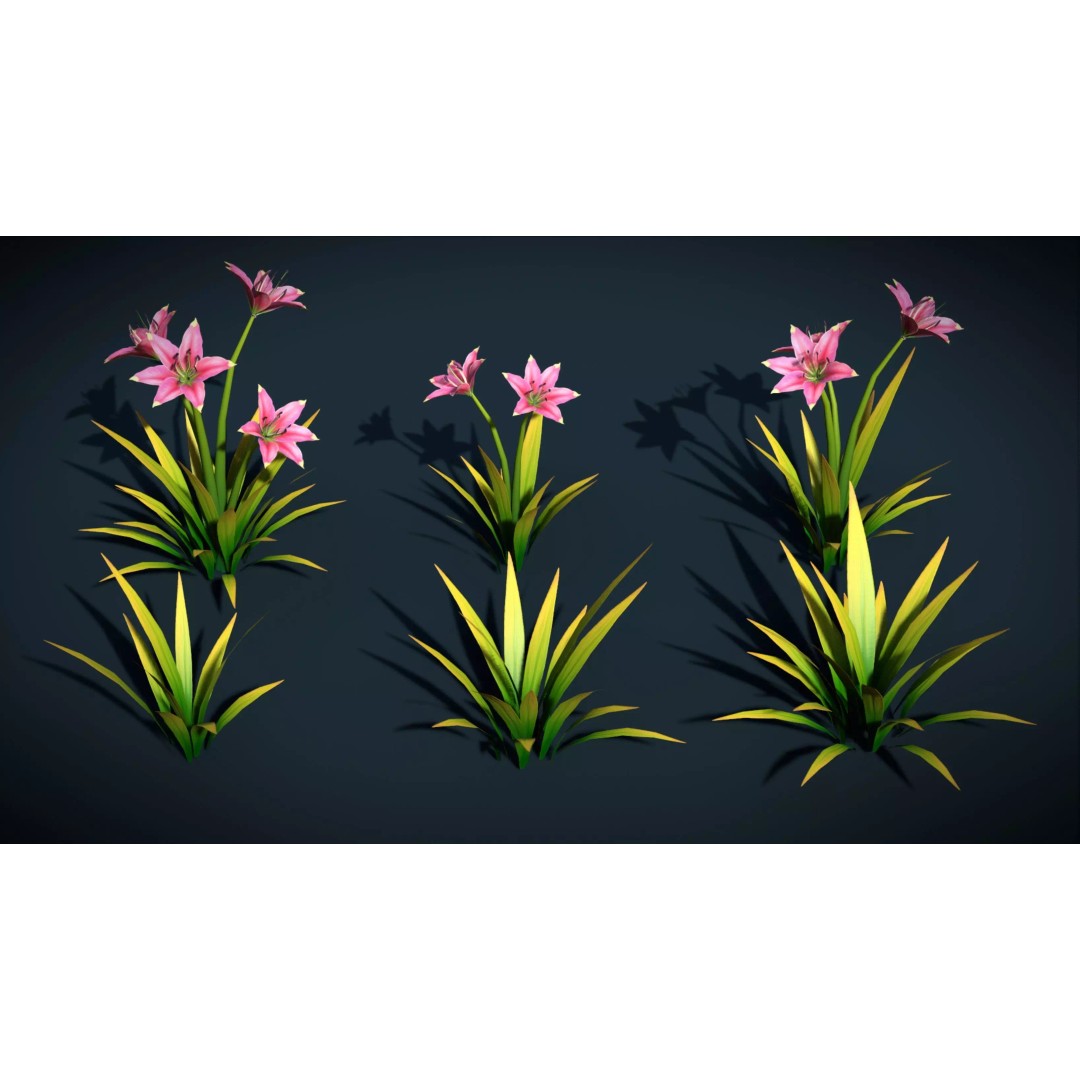 Sylora Bloomscape 3D Model – Low Poly Flower Pack, FBX & PBR Textures - View 6