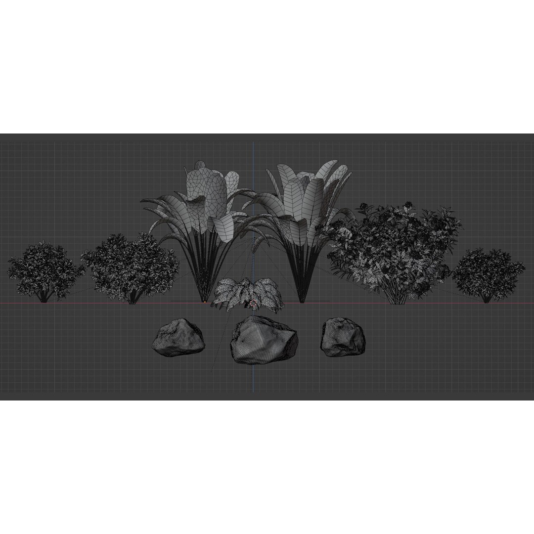 Outdoor Garden Plants Collection 3D Model – Blender, PBR Textures, Game Ready