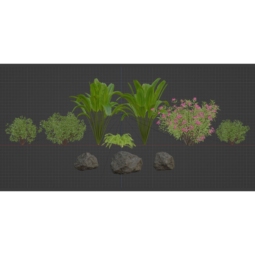 Outdoor Garden Plants Collection 3D Model – Blender, PBR Textures, Game Ready - View 9