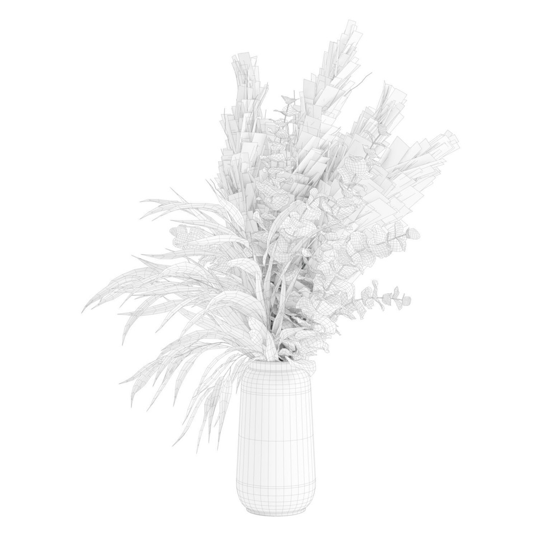 Pampas Grass Vase 3D Model – Elegant Decoration with PBR Textures - View 4