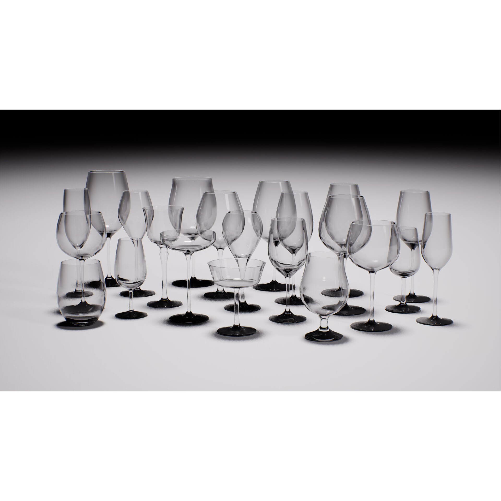 Wine Glassware Pack - Low-Poly Game-Ready 3D Model - View 3