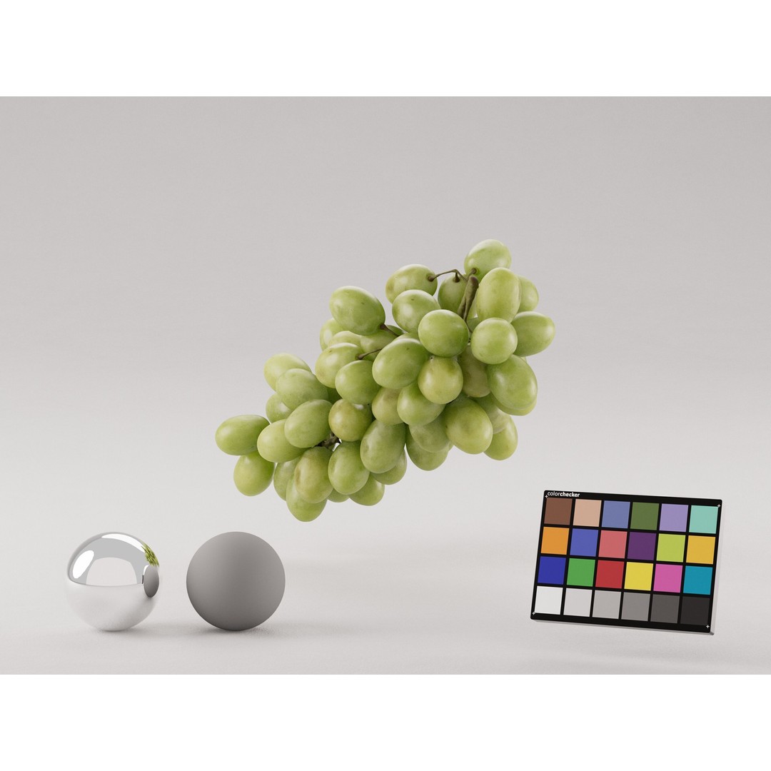 Realistic Green Grapes 3D Model – Photogrammetry Asset, FBX, OBJ, PBR - View 3