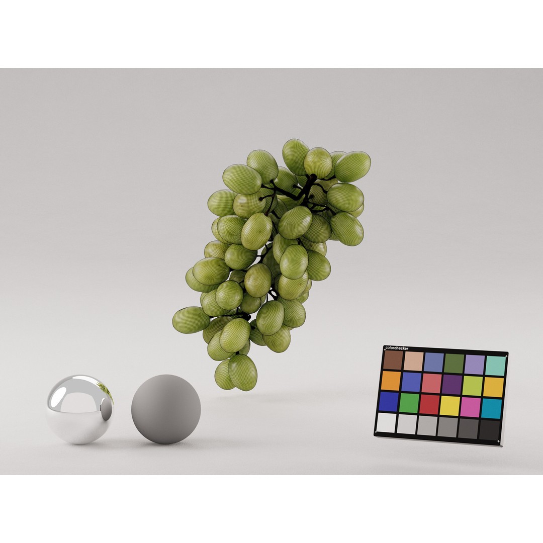 Realistic Green Grapes 3D Model – Photogrammetry Asset, FBX, OBJ, PBR - View 9
