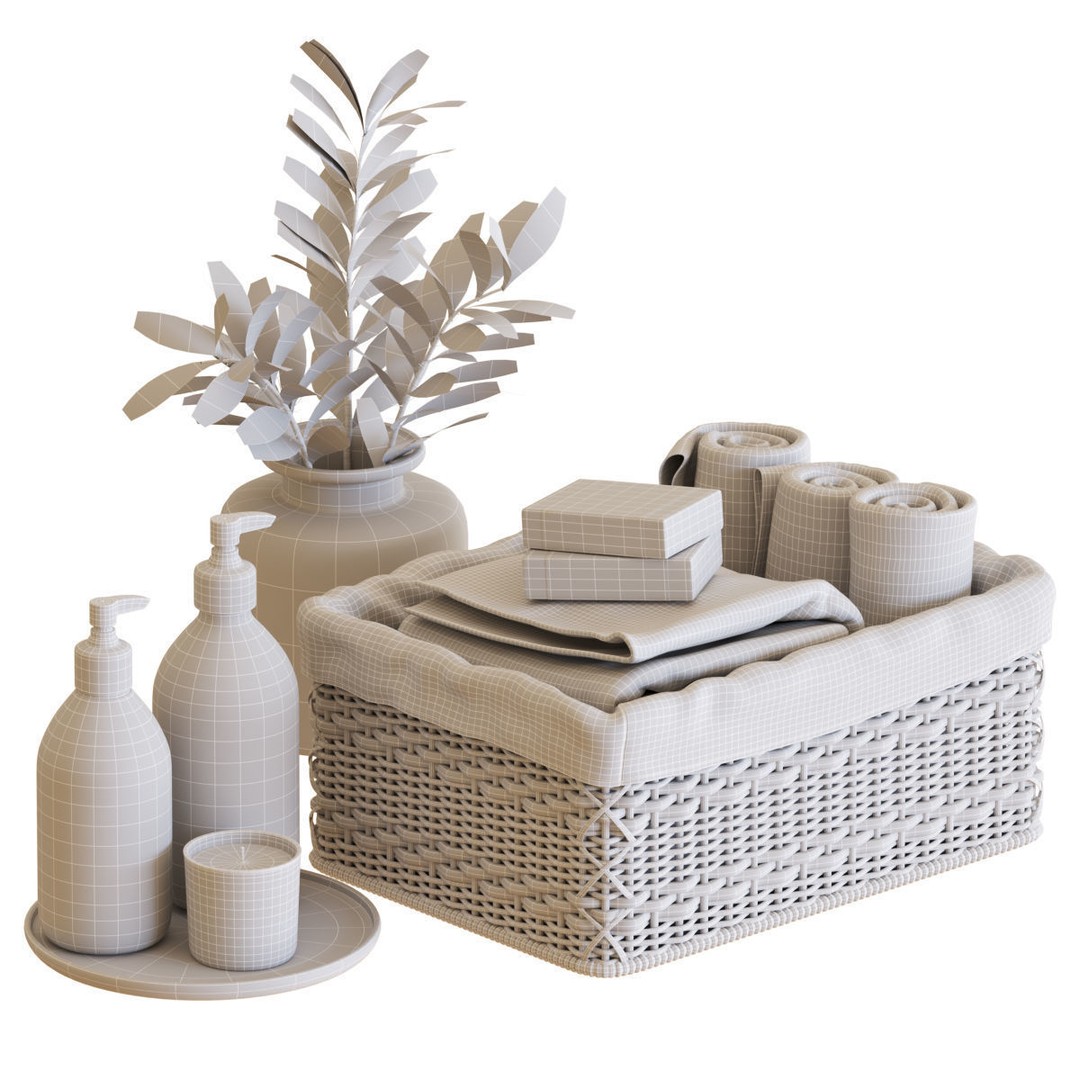 Bathroom Accessories 3D Model – High Poly Interior Decoration, FBX