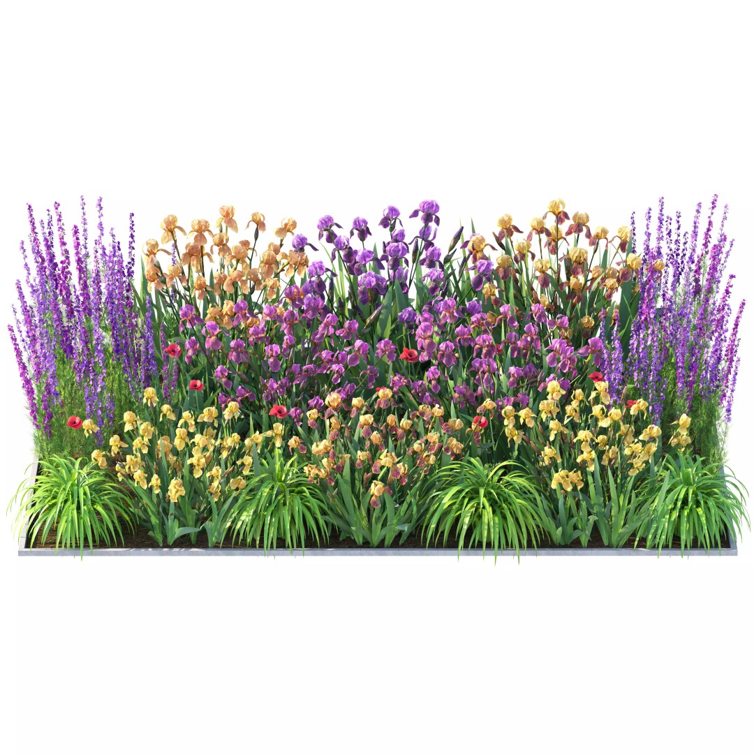 Flower Bed 3D Model – Rectangular Garden Asset with PBR Textures - View 10
