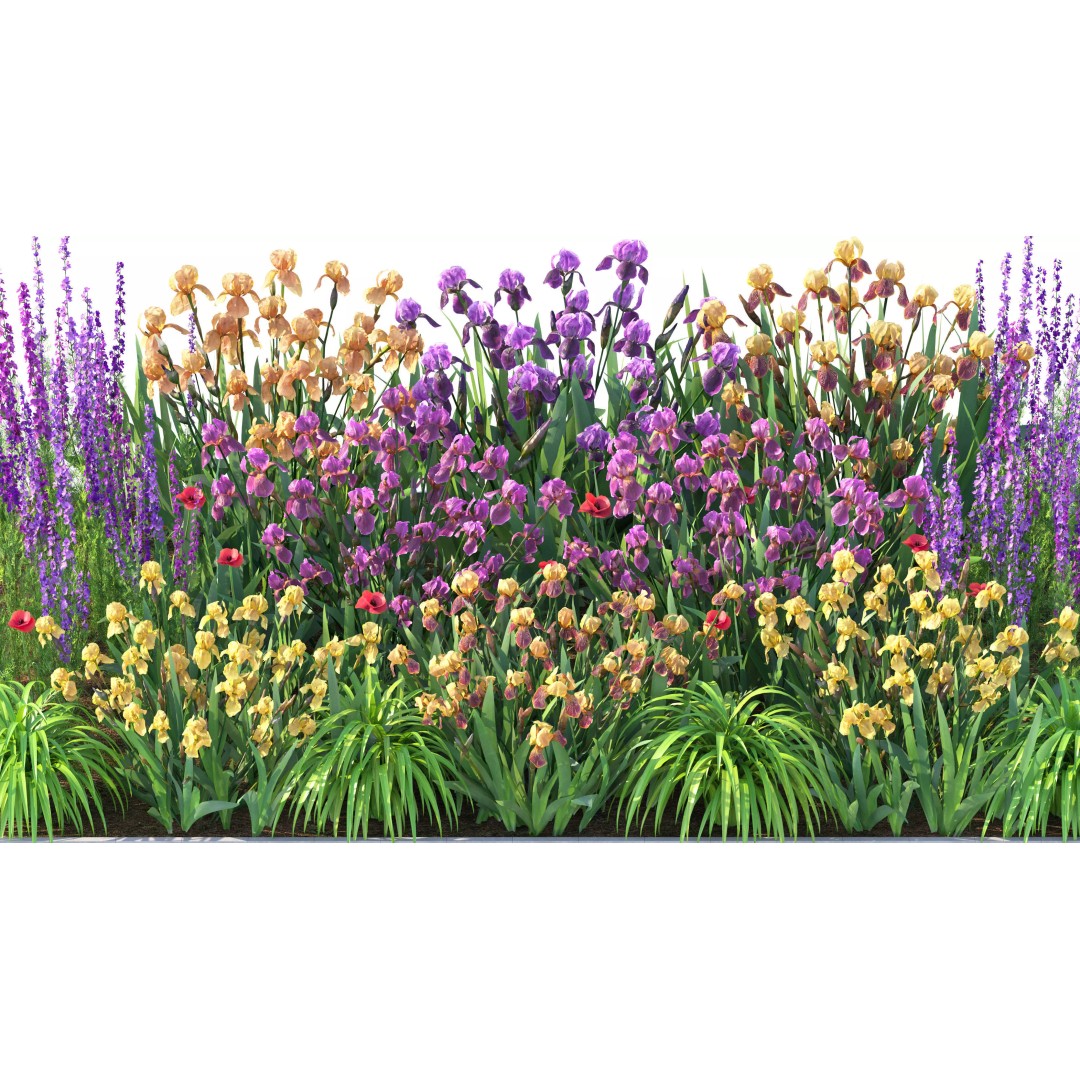 Flower Bed 3D Model – Rectangular Garden Asset with PBR Textures - View 3