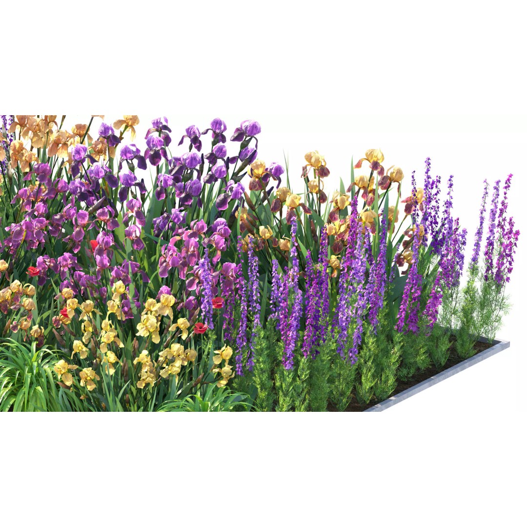 Flower Bed 3D Model – Rectangular Garden Asset with PBR Textures - View 5