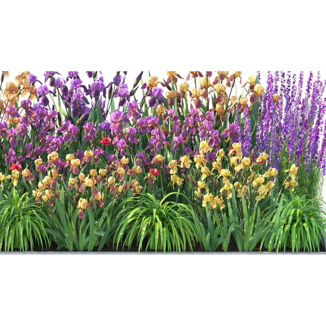 Flower Bed 3D Model – Rectangular Garden Asset with PBR Textures - View 6
