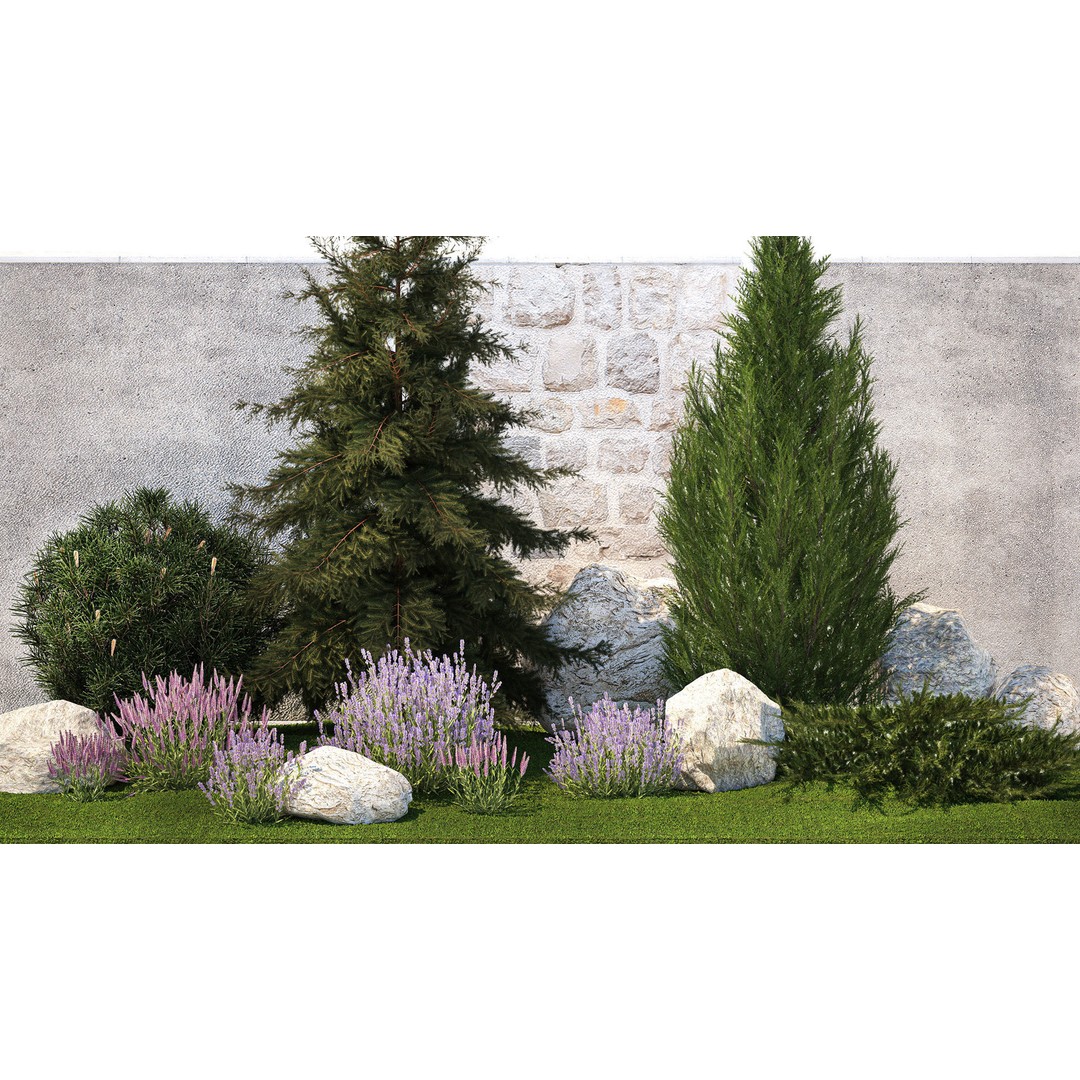 Lavender Cypress Spruce Juniper 3D Model – Decorative Landscape Asset, FBX - View 3