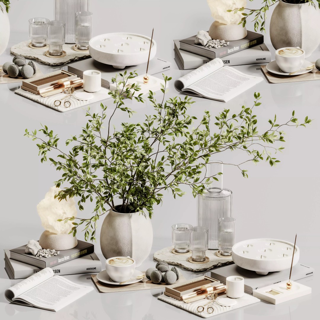 Decorative Set 3D Model – Contemporary Home Décor, Vray & Corona Formats - View 2