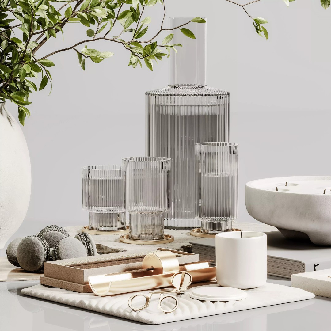 Decorative Set 3D Model – Contemporary Home Décor, Vray & Corona Formats - View 5