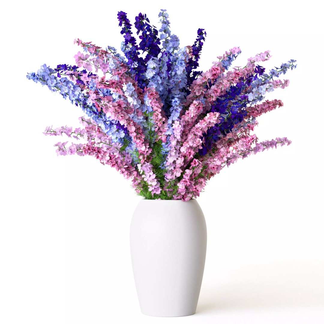 Bouquets of Delphinium, Chamomile, Peonies & Lilies 3D Model – High Poly Game Asset, FBX, OBJ - View 12