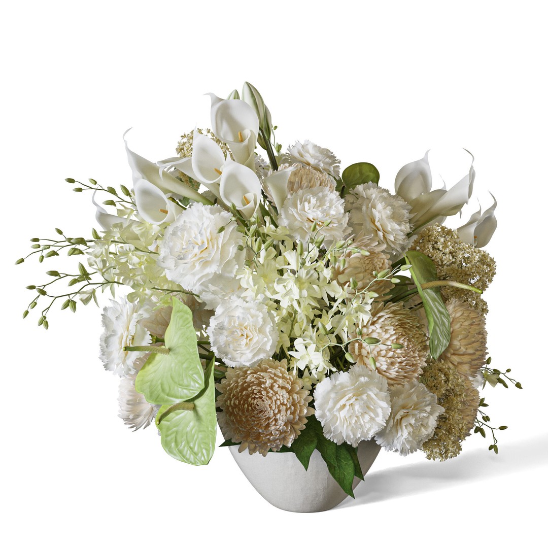 Flower Set 107 3D Model – Pure Botanical Charm, FBX & OBJ Formats - View 4