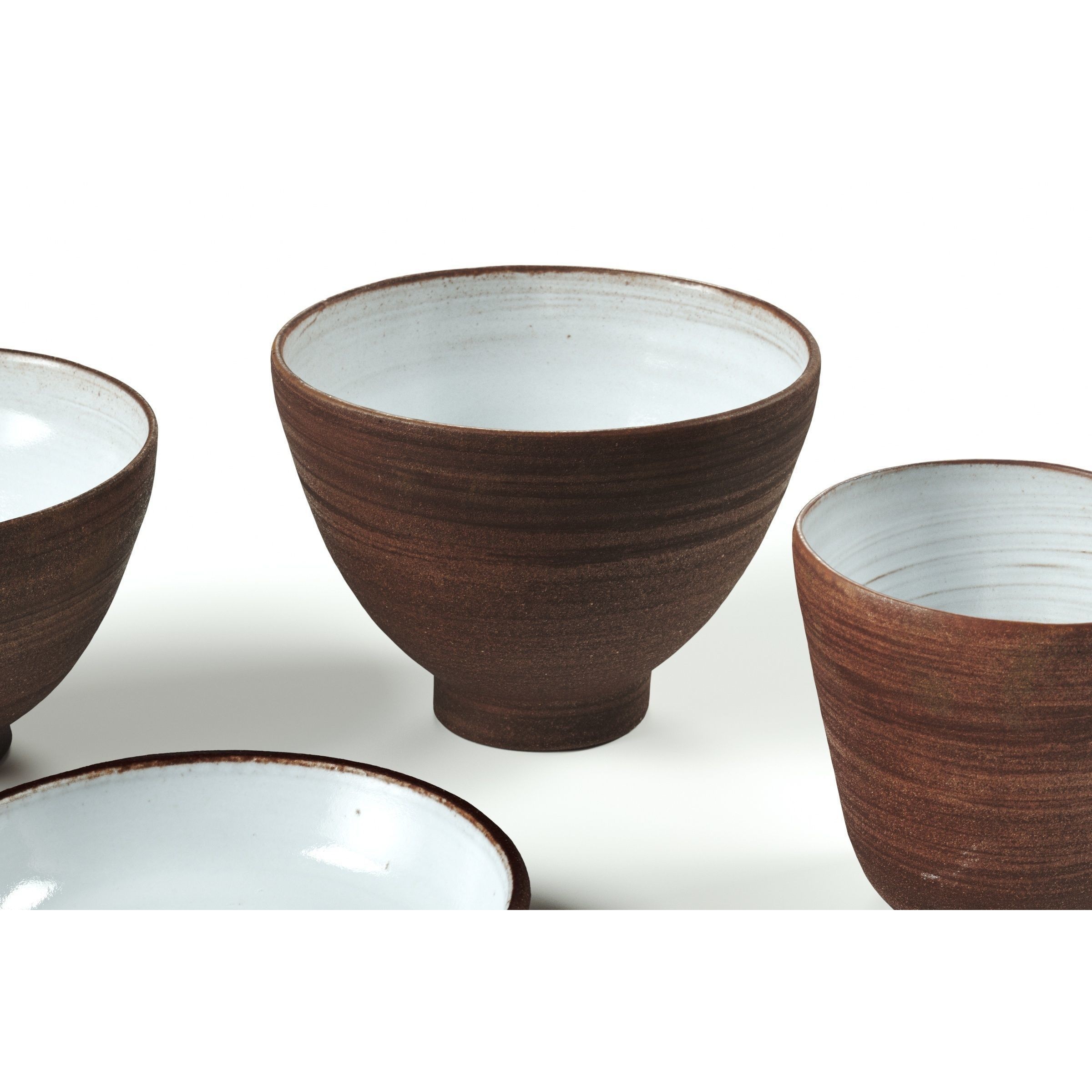 Red Clay Ceramic Bowls - Game-Ready 3D Model - View 3